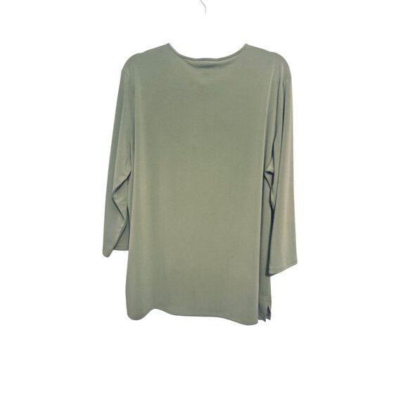 NWT Banana Republic XL Sage Green 3/4 Sleeve V-Neck Top Casual Blouse Polyester - Picture 6 of 14